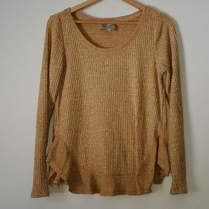 S Saturday Sunday by Anthropologie Gold Long Sleeve Top.